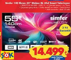 SİMFER 140 EKRAN 55 İNÇ WEBOS 4K UHD SMART TELEVİZYON AKILLI TV